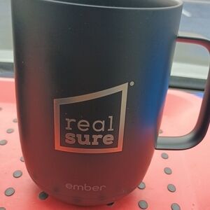 Ember Black Mug with Real Sure Logo Missing Credle And Charger NWOT